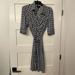 Laundry Navy and White Collared Dress Size 12